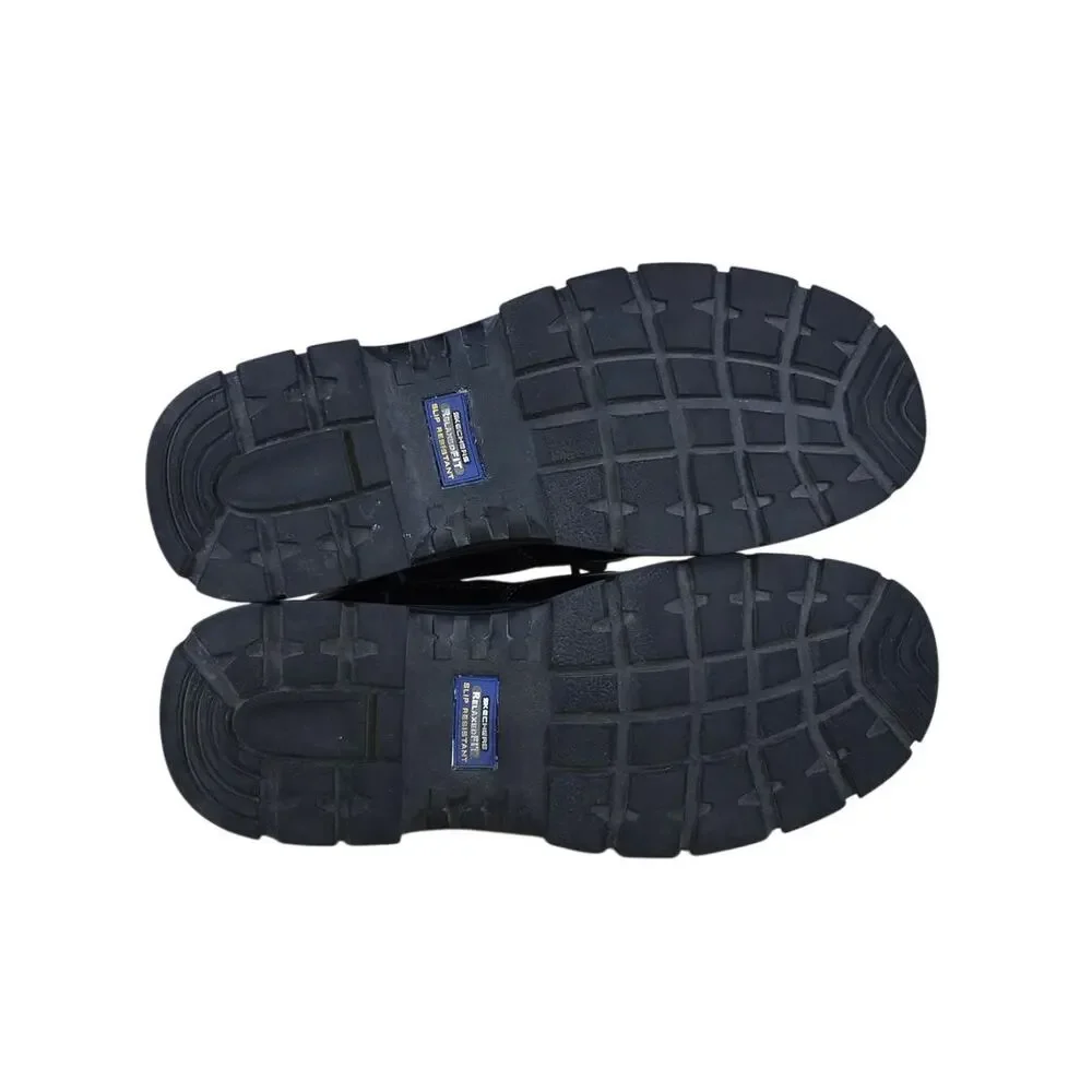 Skechers Boots Men’s 11 Black Waterproof Leather Work Slip Resistant Relaxed Fit